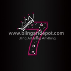 Number Seven Iron On Rhinestone Transfers Crown Heat Motifs